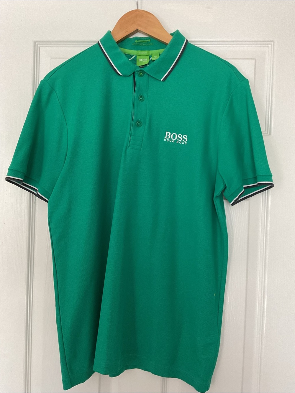 Boss Men's Green Polo with Contrast Trim